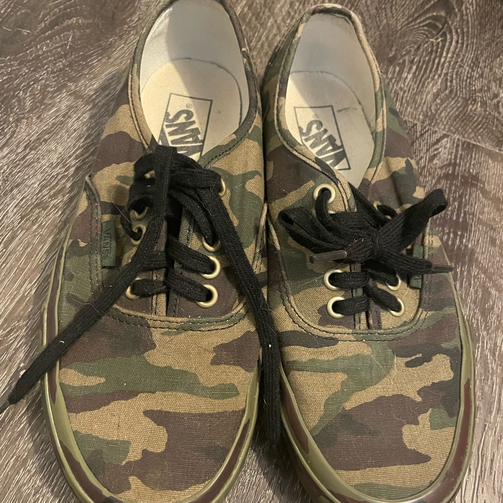 Vans Green and Brown Camouflage Sneakers